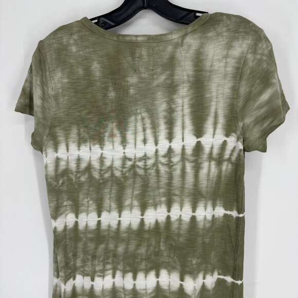 GAP T Shirt Dress Tie Dye Cotton Shift Short Sleeves Casual Green Cream Summer - Picture 8 of 10